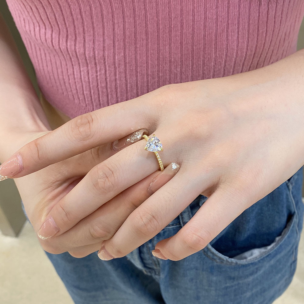 Simple Style Triangle Sterling Silver Plating Zircon Rings