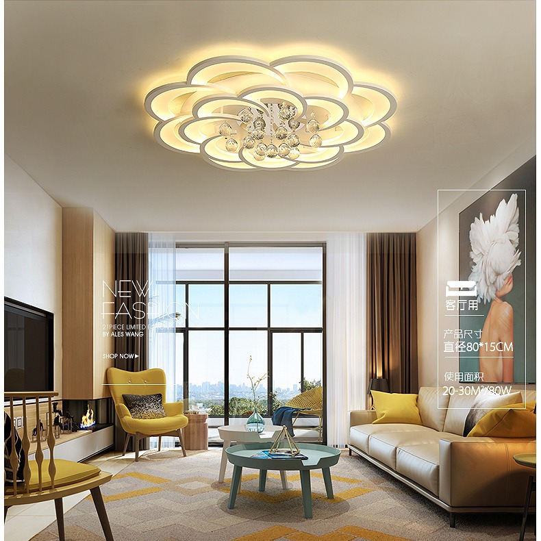One meter two simple modern 2024 new atmospheric living room chandelier main lamp crystal ceiling lamp bedroom hall lamps
