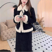 法式复古小香风毛毛外套装裙女秋冬高级时装盐系轻熟半身裙两件套