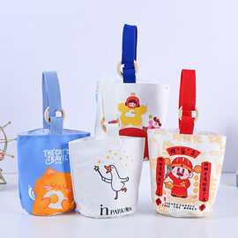 帆布水桶包定做手拎便当包上班族便携手提布袋水桶帆布袋定制logo