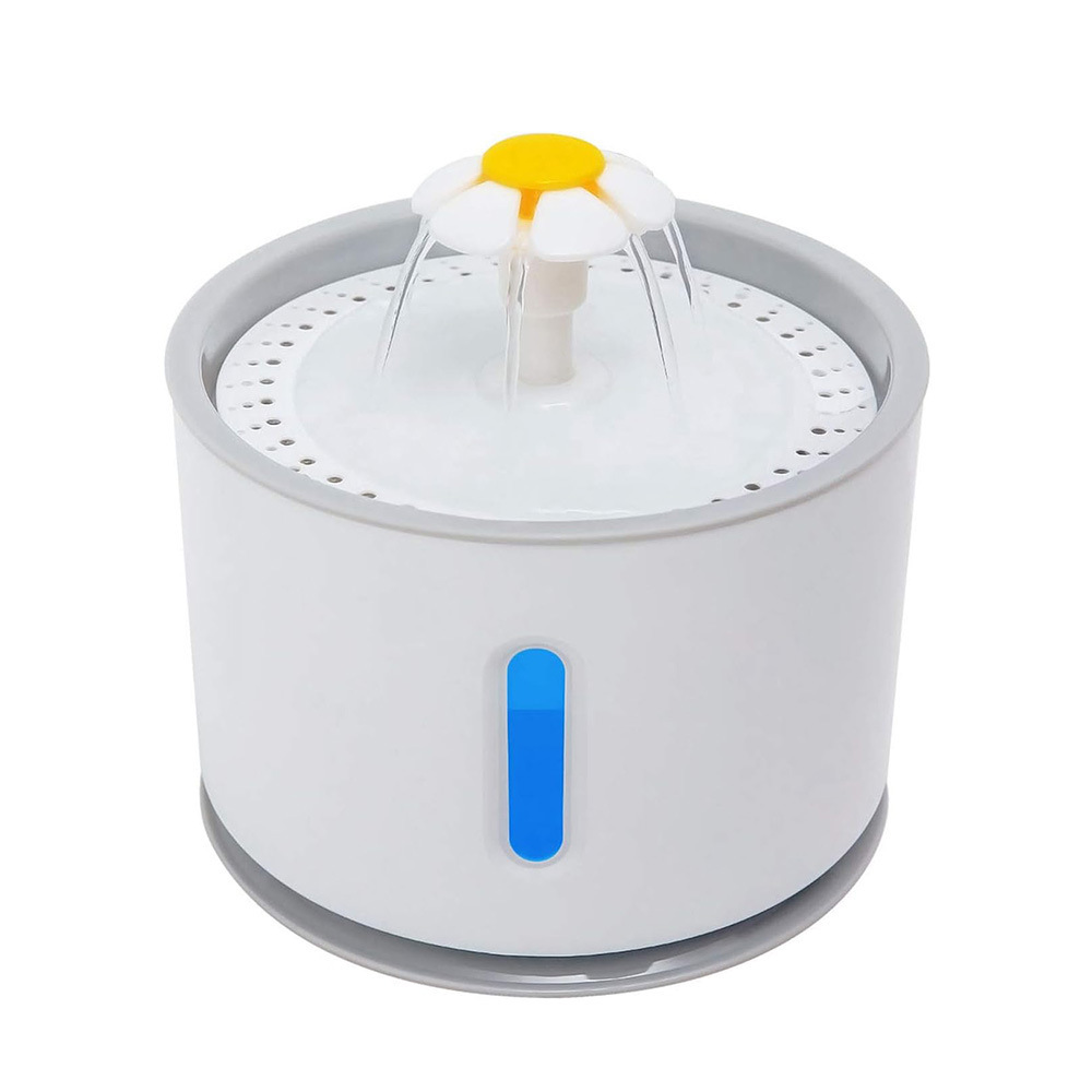 Explosiones transfronterizas 2.5L pequeñas flores para mascotas beber agua circulación con filtro purificar la calidad del agua inoxidable alimentación de agua para gatos