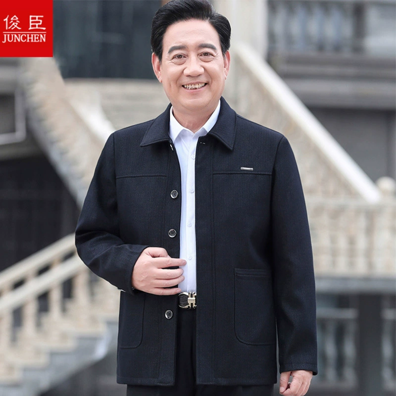 Внутренняя пуговка с лацканом рубашка Весенний и осенний папа пальто дедушка свободный топ средний и пожилой папа костюм