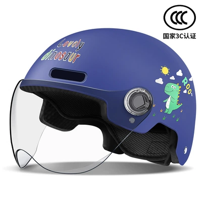 for All Seasons Cycling Boys | Motosiklet kaskı (dəbilqə) - 3c-blue-dinosaur-transparent-mirror
