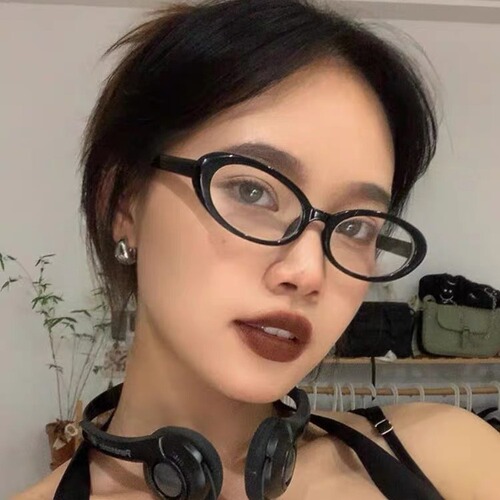 New fashionable anti-blue light women's retro small oval glasses Korean version trend slimming flat mirror glasses frame on behalf of