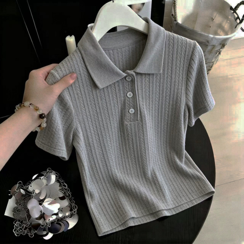 Damen-Strickoberteil aus Eisseide, schulterfrei, kurzärmelig, sommerlicher Stil, Strickmode für Damen_voghion.com