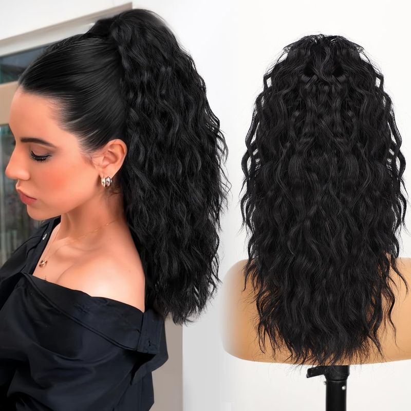 Xuchang ウィッグ Yuanyang 18inch ポニーテールウィッグ女性用ウールカーリーロングカーリーヘアコーンパーマウォーターリップルポニーテールウィッグ女性用|undefined