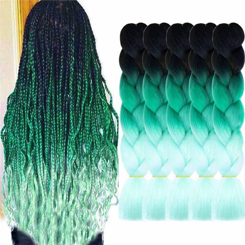 Gran trenza color peluca africana jumbo braid hair gradiente de fibra química trenza de seda de alta temperatura sucia