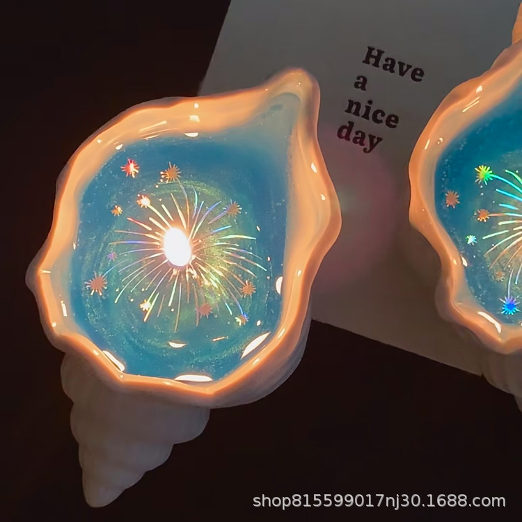 「Sea Fireworks」クリエイティブな巻貝の香りのキャンドルカップゼリーワックスオーシャンフレグランス、親友へのギフトとして|undefined