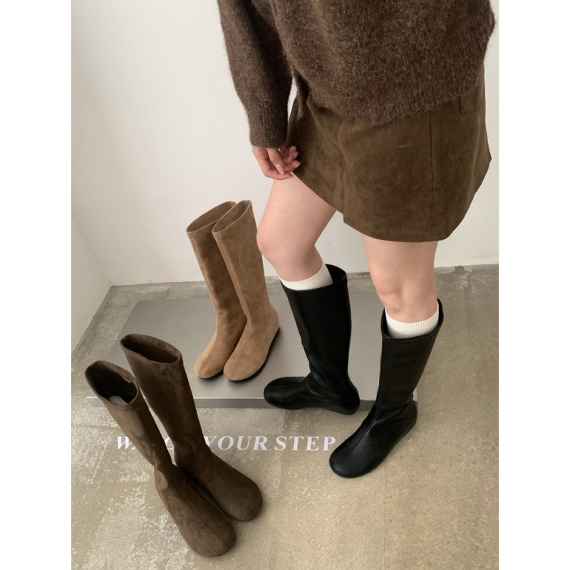 Retro Round-Toe Slim High-Tube Elastic Boots for Women, 2026 Autumn/Winter New Style, Slip-On with Internal Height Increase, Versatile Slim Boots Retro Round-Toe Slim High-Tube Elastic Boots for Women, 2026 Autumn/Winter New Style, Slip-On with Internal Height Increase, Versatile Slim Boots