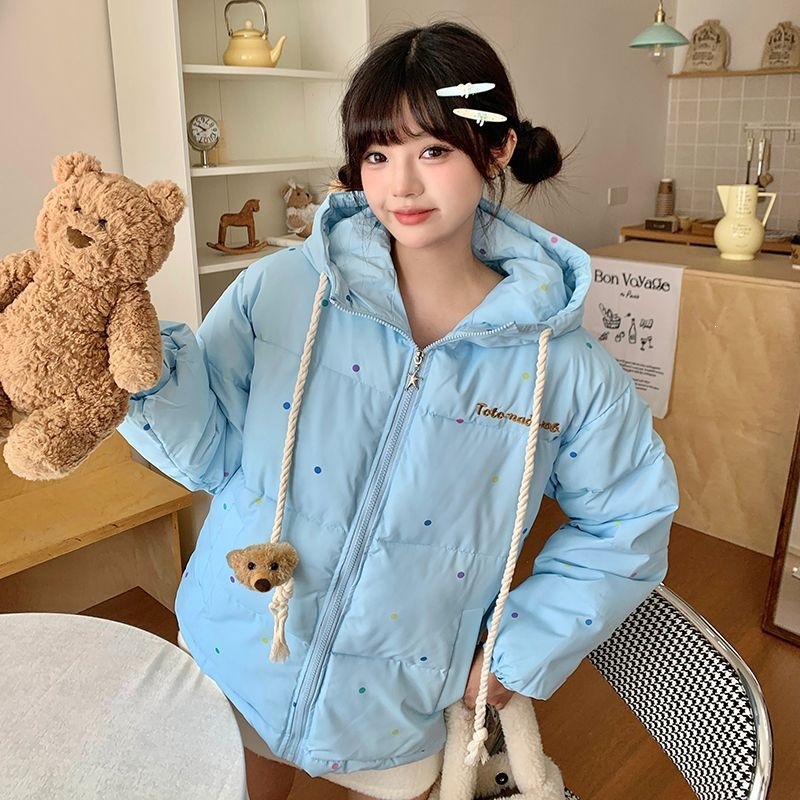 LC810奶呼呼休闲连帽棉服女冬季小个子棉服女加厚保暖面包服宽松