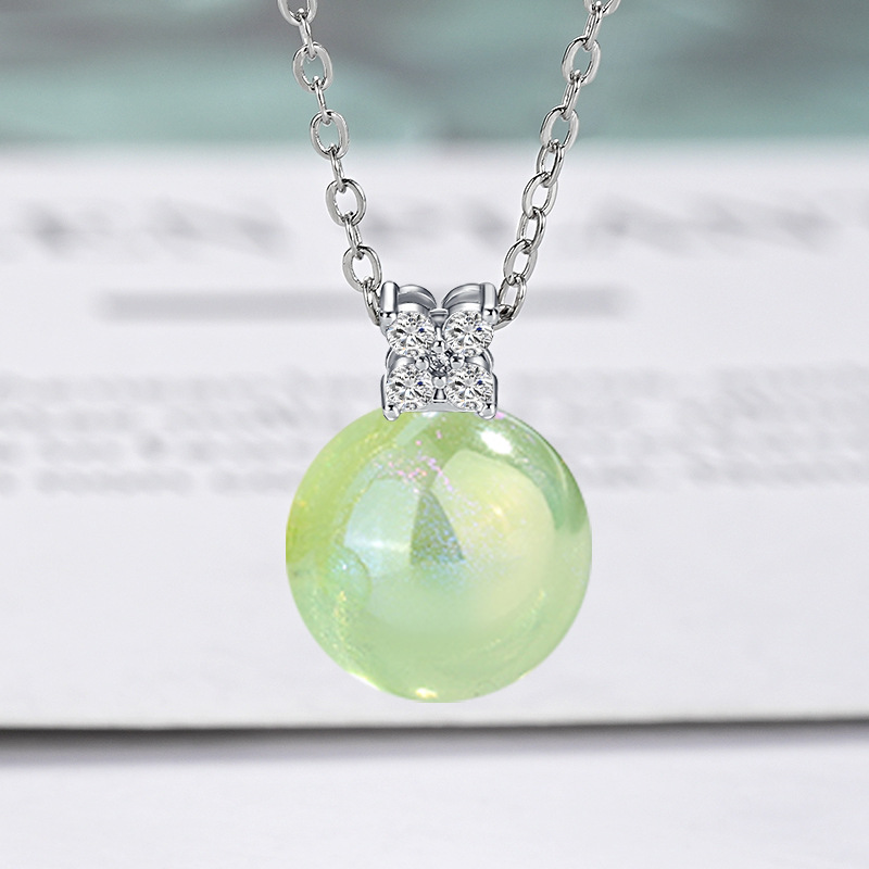 Plastic acrylic emerald green pendant with zircon pearl
