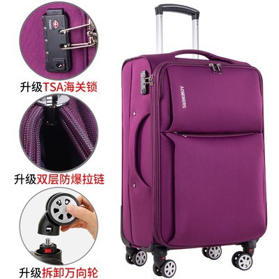 Equipaje de estudiante de tela Oxford de gran capacidad 20 24 maleta de 28 pulgadas maleta de embarque para hombres y mujeres entrega fuerte y duradera