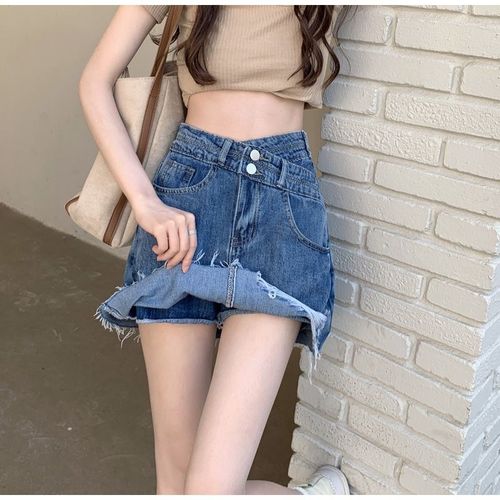 2025 Summer Designers' See-through Prevention Dresses for Plus-size Women Short People Denim A-line Short Skirt