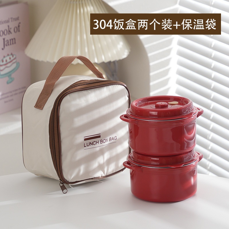 304 aislamiento de acero inoxidable hogar caja de almuerzo de aluminio calentamiento de microondas para estudiantes de oficina con comida caja de almuerzo