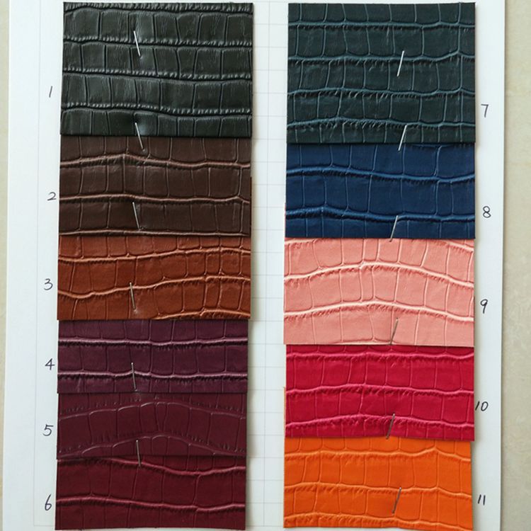 鳄鱼纹套色双色印刷皮革鳄鱼纹PU面料L7000箱包手袋包装革材料