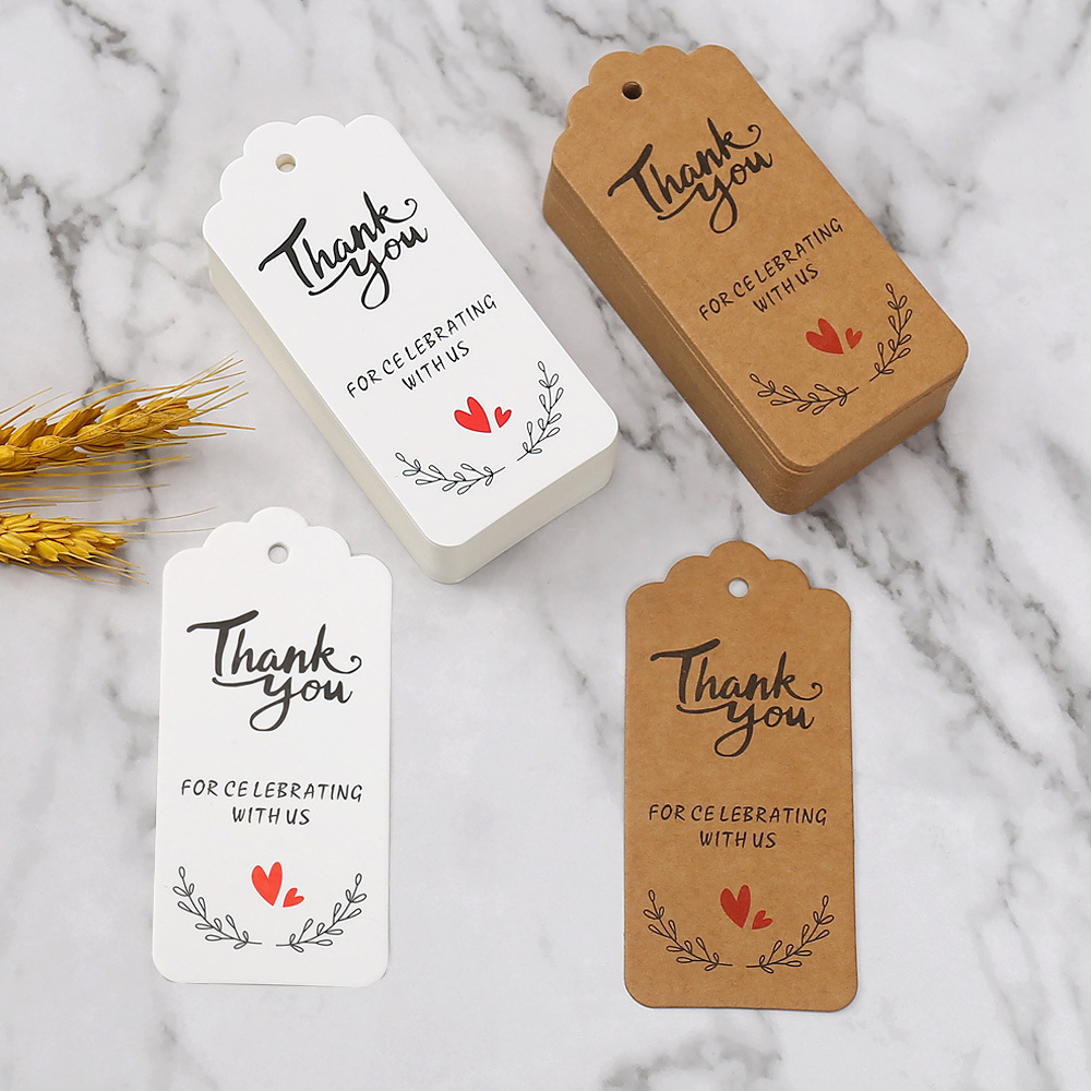 牛皮纸感谢吊牌跨境新品礼品卡包装盒吊卡标签thankyou的卡片挂牌