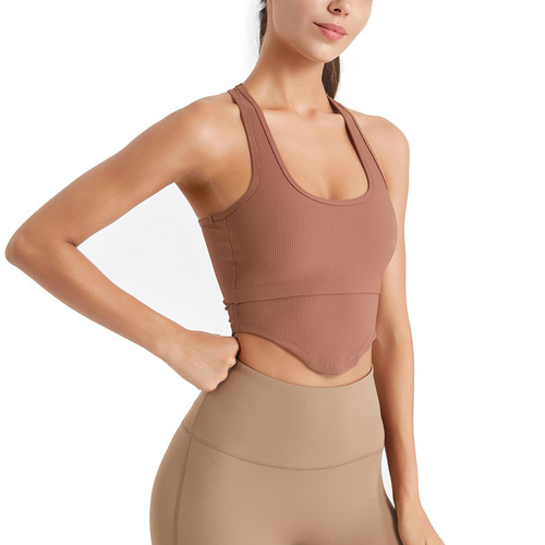 U-shaped sports vest yoga fitness wear female beauty back high elastic underwear slim outer wear fitness top with chest pad