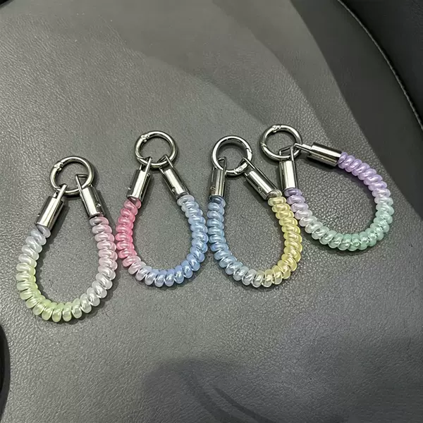 New two-tone gradient telephone cord hair tie, short mobile phone strap, keychain, bag pendant, accessories wholesale