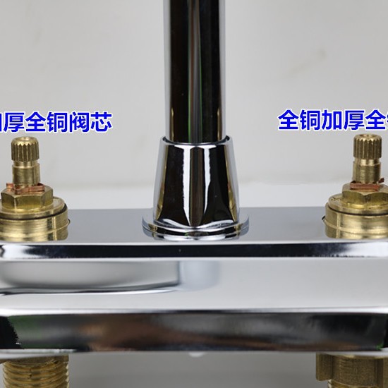 Todo el lavabo de cobre, grifo de doble apertura, lavabo de doble orificio caliente y frío, lavabo, grifo de lavabo, grifo de baño