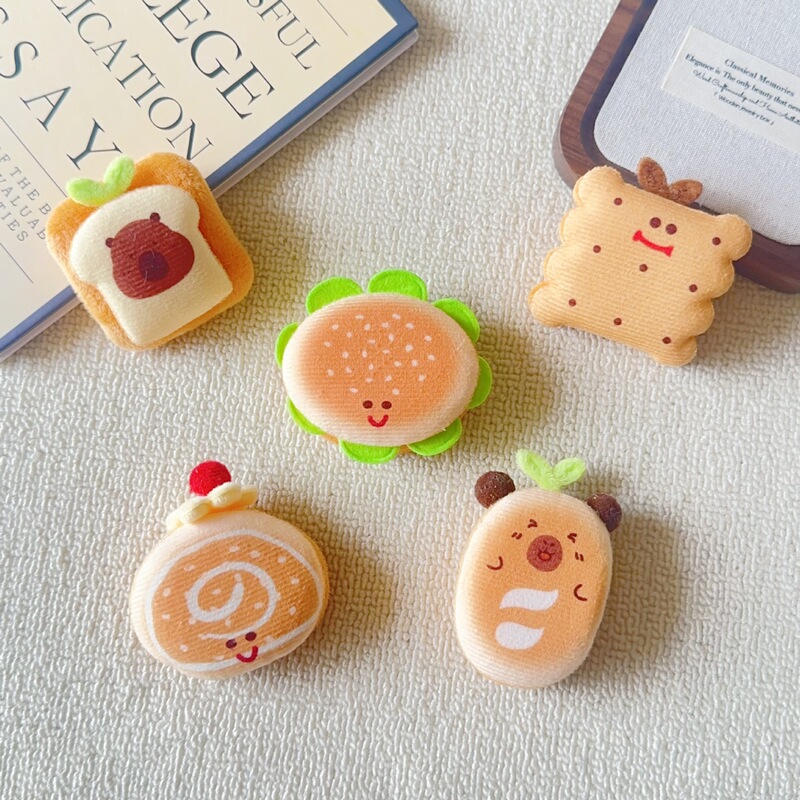 かわいい二層パン漫画バーガー面白い食品とおもちゃシリーズアクセサリー diy ヘアアクセサリー衣類子供靴と靴下アクセサリー|undefined