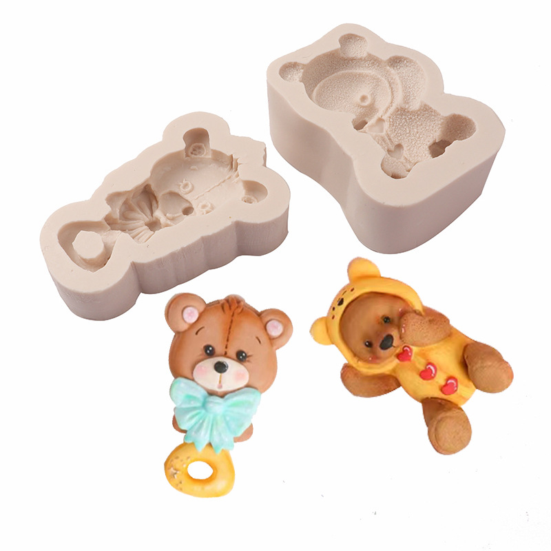 Oso de dibujos animados aromaterapia molde para hornear DIY epoxi decoración la torta del molde chocolate fondant Silicona