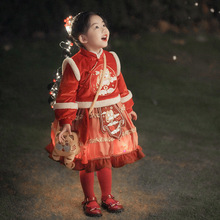 冬季儿童汉服女童宝宝拜年服套装连衣裙童装过年服一件包邮中小童