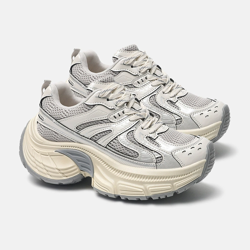 Весенние женские туфли из натуральной кожи 2025 года, на толстой подошве, дышащие, из сетчатого материала, универсальные, повседневные, спортивные, для студентов, модель 5002.