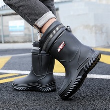 雨靴加绒男中筒保暖防水防滑雨鞋男士软底胶鞋工作户外时尚款水鞋