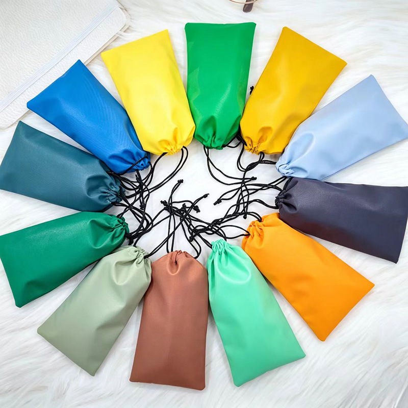 Logotipo personalizado enlaces bolsa de gafas de miopía gafas de sol cuerda de tracción bolsa de almacenamiento logotipo