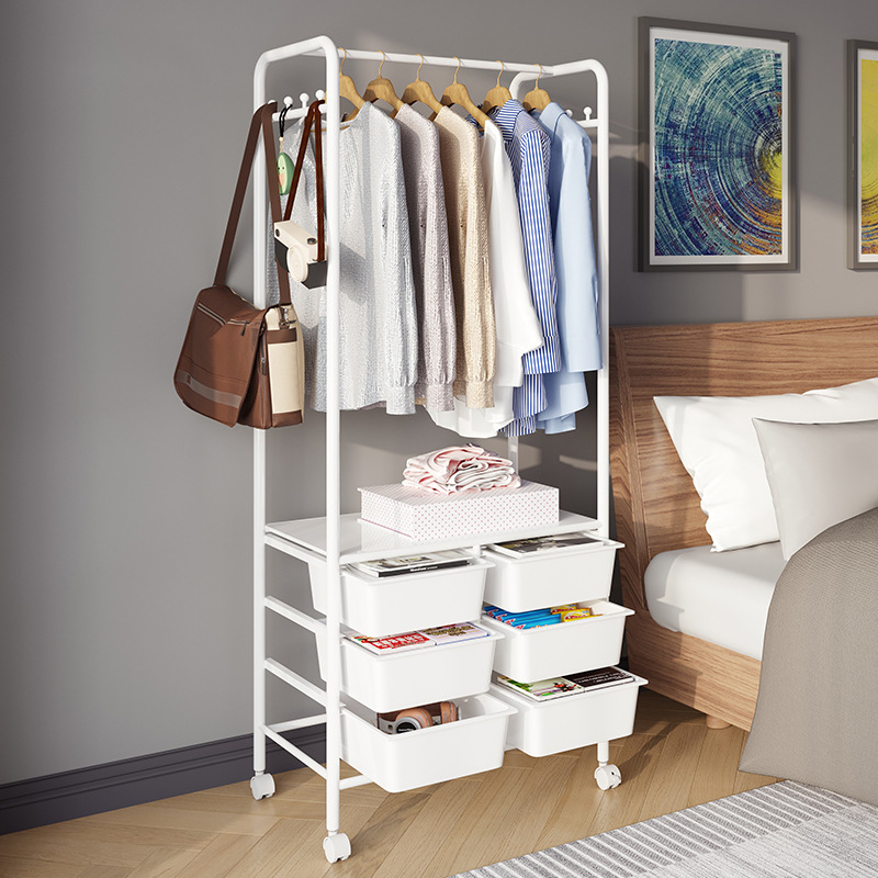 coat hanger to ground household bedroom Storage Arrangement Artifact move Coat rack multi-function Storage cabinet Clothes hanger