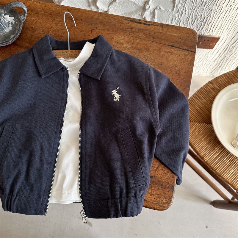 [8112 people's collection] children's coat 2025 spring boys and girls Japanese tide embroidered lapel jacket baby