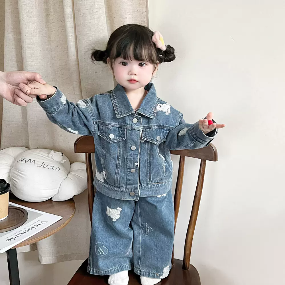 女童牛仔外套春装洋气开衫上衣儿童宝宝时髦衣服5018公主春秋新款