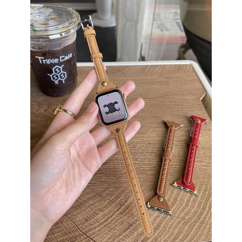 For applewatch Apple Watch iwatch Strap 7 Generation 26345se Genuine Leather Small Waist Women's Niche For applewatch Apple Watch iwatch Strap 7 Generation 26345se Genuine Leather Small Waist Women's Niche