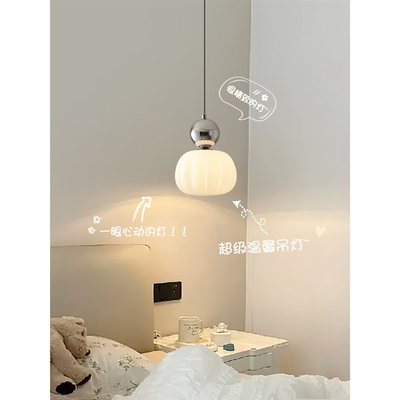 Trendy Cream-Style Bedside Chandelier | Bedroom Pendant Light | Single-Headed, High-End Modern & Minimalist Design | Three-Headed Dining Room Small Chandelier