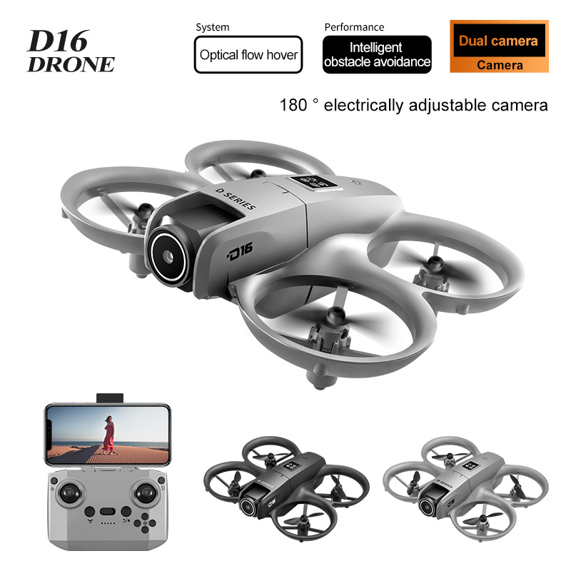 Cross-Border D16 Drone Optical Flow Obstacle Avoidance Electronically Controlled Dual-Camera Aerial Photography Quadcopter Remote Control Aircraft Export Toys