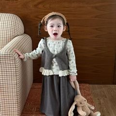 2025童装女童马甲套装秋季新款洋气韩版时髦儿童娃娃衫三件套
