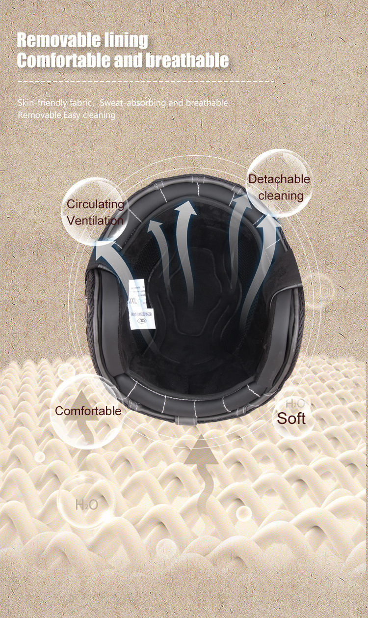 Four Seasons Retro Harley Helmet Leather Electric Vehicle 3/4 Half Helmet Big Turtle King Scooter Motorcycle Helmet