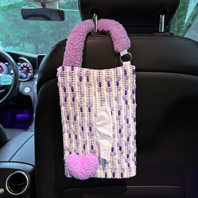 High-End Car Tissue Holder, Car tissue box/set - purple-love-tissue-bag
