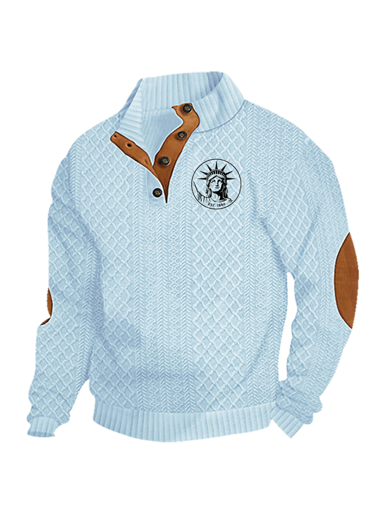 Transfronterizos Amazon otoño invierno caliente tamaño europeo para hombres al aire libre imitación de cuello de manga larga impresa hoodie de tres botones