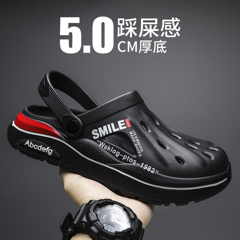 Wholesale In-Stock Men's Summer Outdoor Driving Thick-Soled Non-Slip Odor-Resistant Pvc Trendy Versatile Beach Sandals