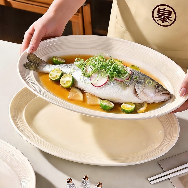 Ceramic fish plate for home use, 2026 new model, special plate for steaming fish, high-end large fish dish, double-handled fish bowl, fish basin Ceramic fish plate for home use, 2026 new model, special plate for steaming fish, high-end large fish dish, double-handled fish bowl, fish basin