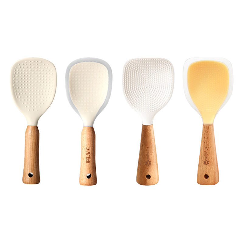 Cucharas de arroz de silicona no tocan pala de arroz se puede poner en alta temperatura cocina doméstica para adultos otros