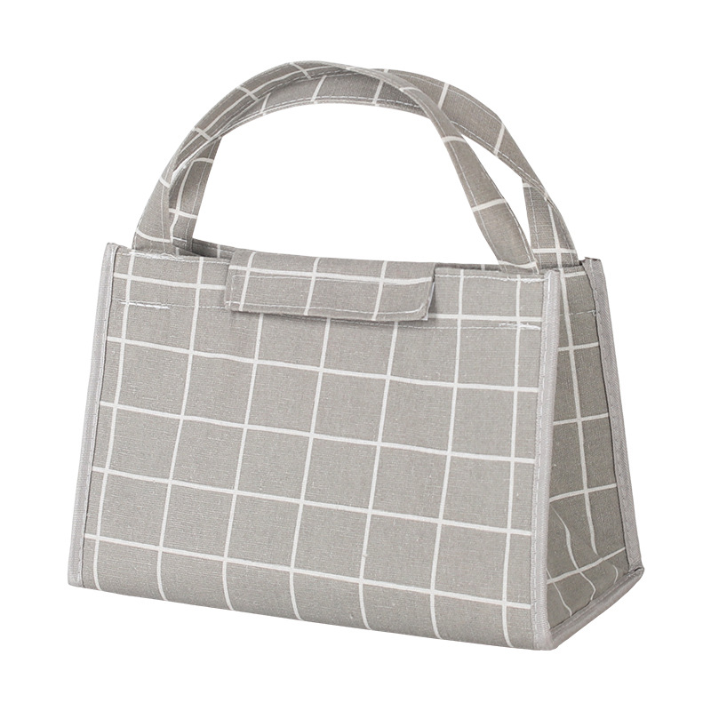 Chuangde bolsa de papel de aluminio portátil a rayas con arroz bolsa de lona de transporte de mano caja de almuerzo engrosada bolsa de aislamiento caja de almuerzo Bento estudiante