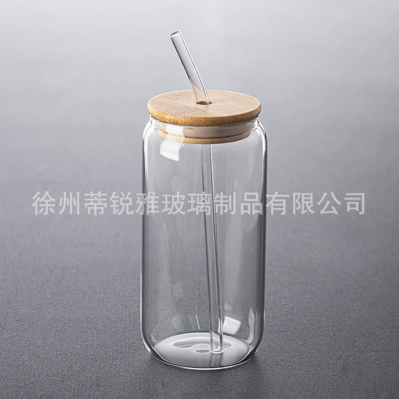 Transfronterizo 16oz Coca-Cola Cup Set con cubierta de paja de alta borosilicona taza de agua de vidrio taza de café de leche taza de vidrio Mason