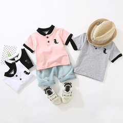 新款男童 POLO衫夏季短袖T恤套裝韓版童裝嬰幼兒純棉帥氣兩件套