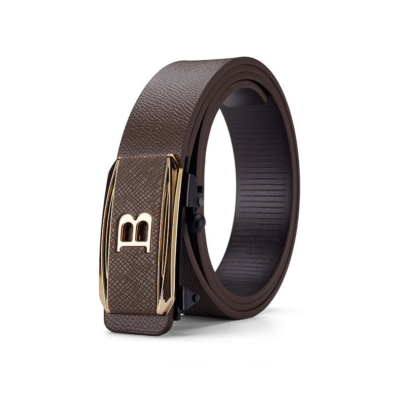 Fabricante de cinturón casual para hombres, venta directa de letras sin dientes, ropa interior automática, patrón de palma de moda, negocios simples