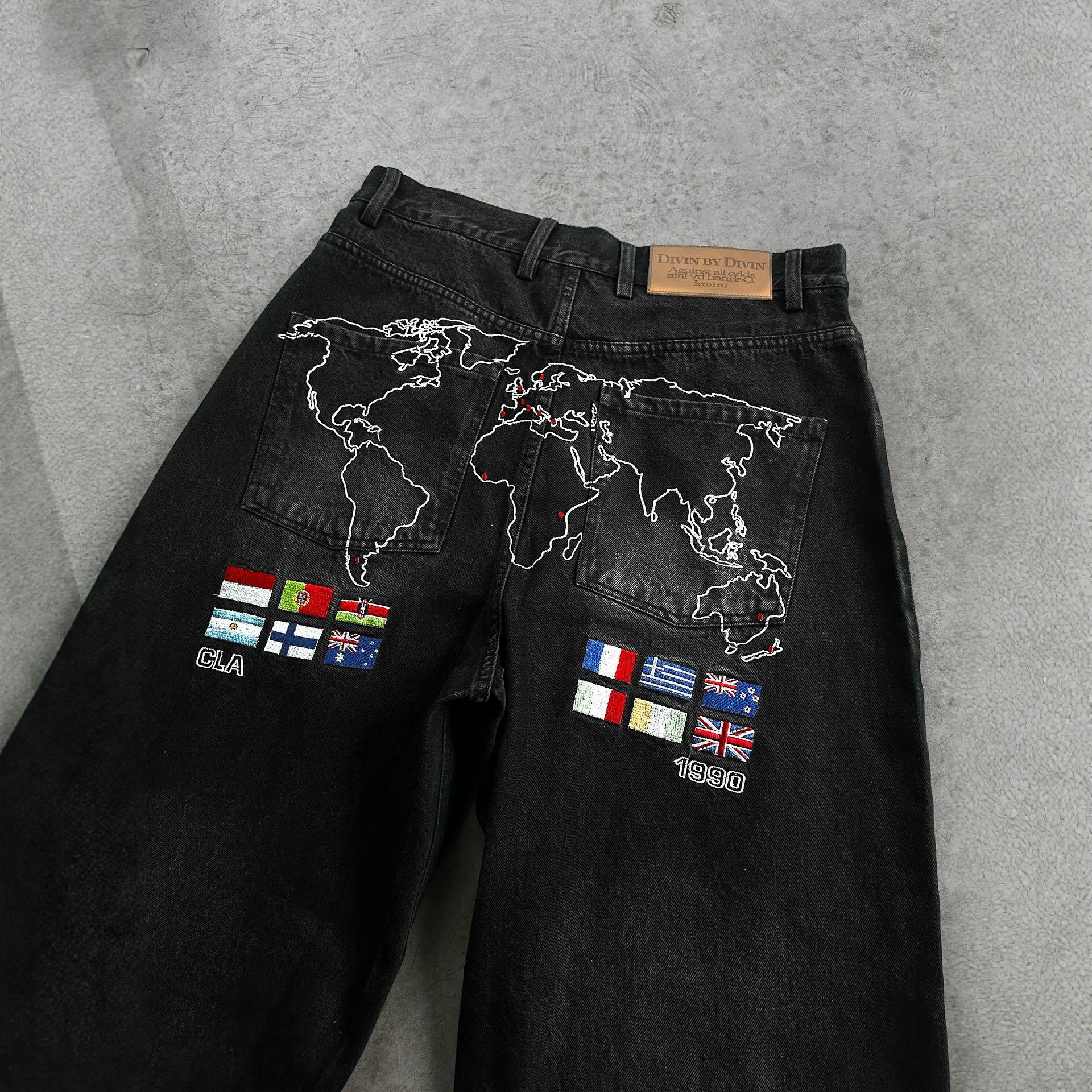 Europa y Estados Unidos transfronterizos estilo americano de la personalidad de la calle alta tendencia retro bordado jeans de moda y2k pantalones relajados casuales