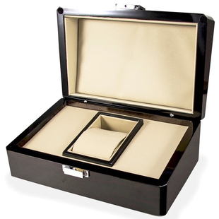 Ll Classic Black Watch Box Gift Box Bright Lacquer Watch Box Solid Wood Jewelry Box