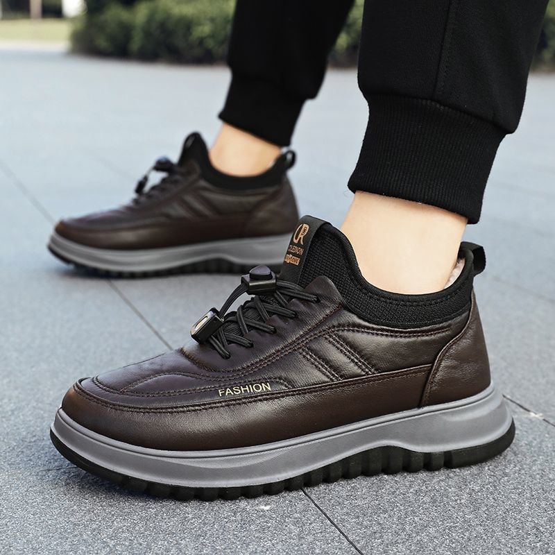 브라운 벨벳 코튼 슈즈