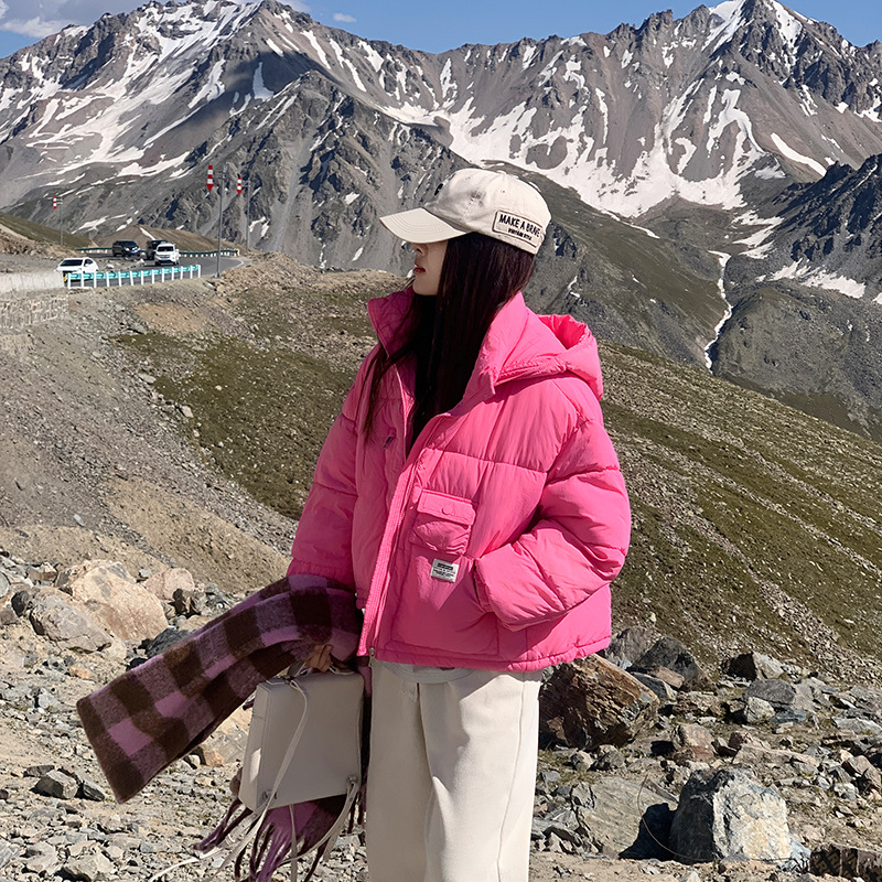 Algodón coreano para mujeres corto en 2025, nuevo estilo coreano con capuzas, chaqueta de algodón gruesa, chaqueta de algodón de invierno pequeña, moda image 7